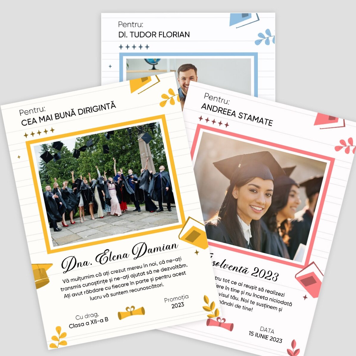 Tarjeta personalizada con mensaje: fin de curso escolar