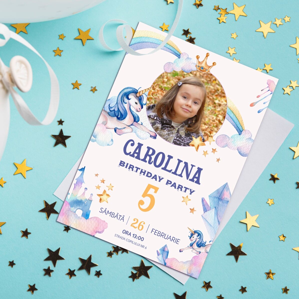 Tarjeta personalizada con una foto y un texto - Invitación de cumpleaños