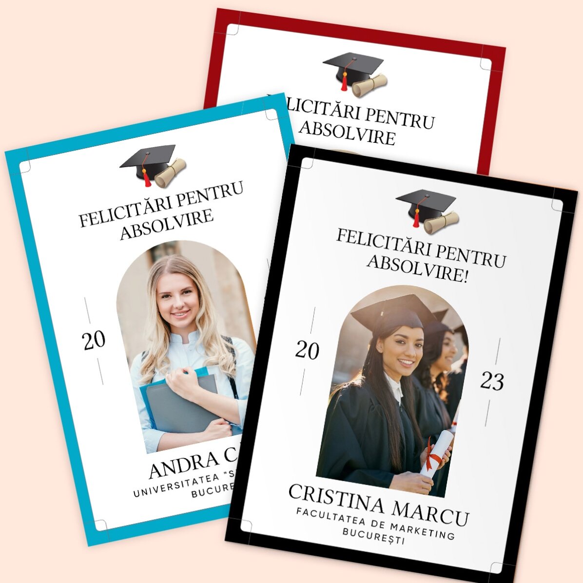 Personalised card with a photo and text for graduation