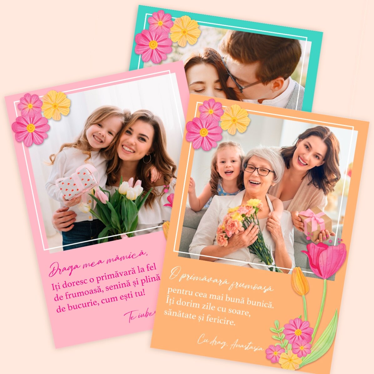 Tarjeta personalizada con una foto y un texto - Primavera