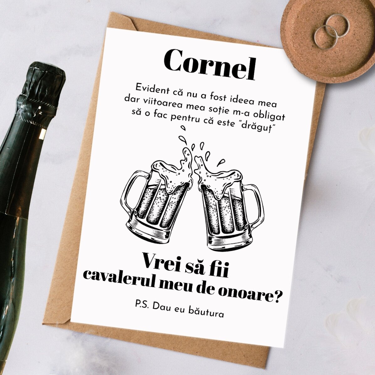 Tarjeta personalizada con texto - Invitación para el padrino de boda