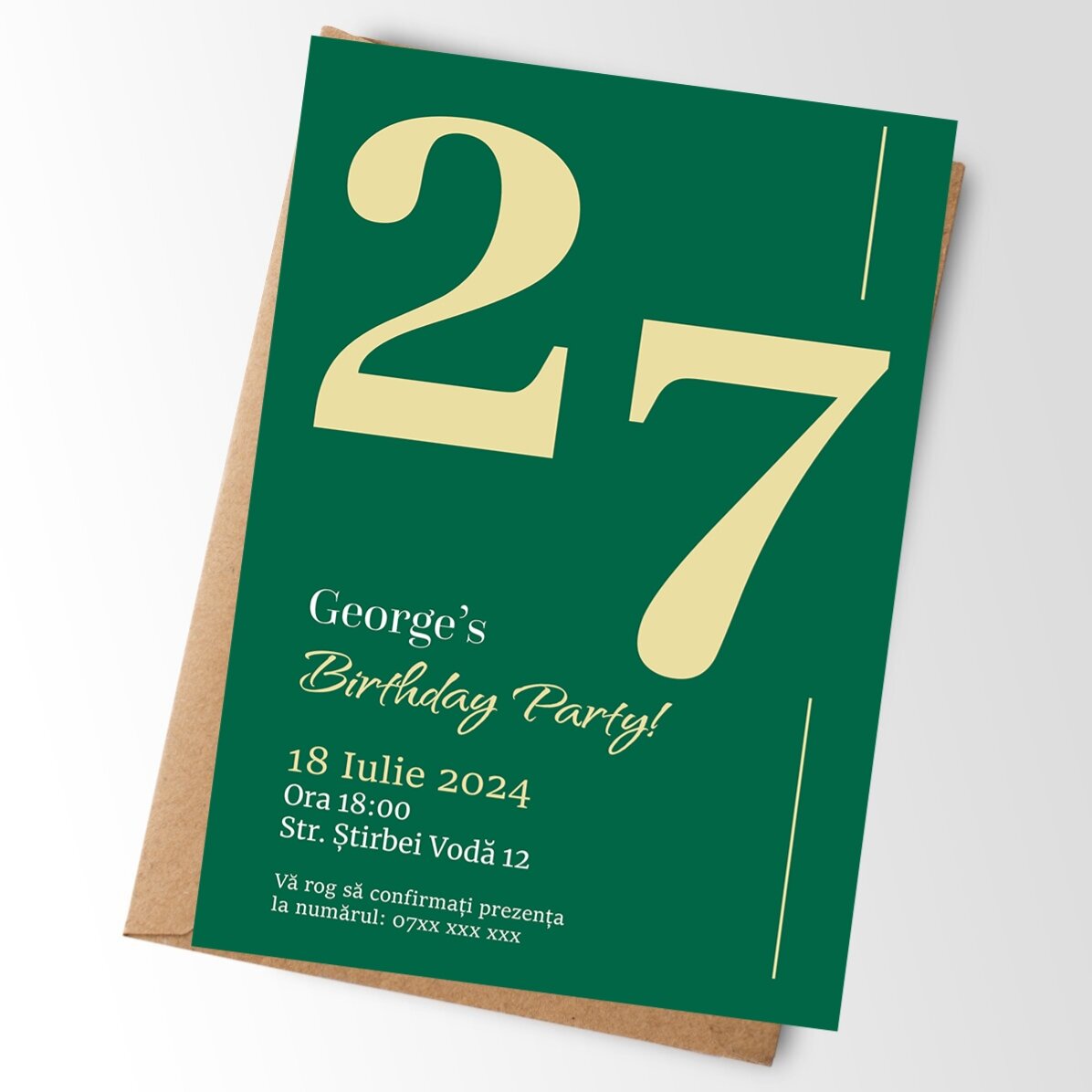 Tarjeta personalizada con texto: invitación a una fiesta