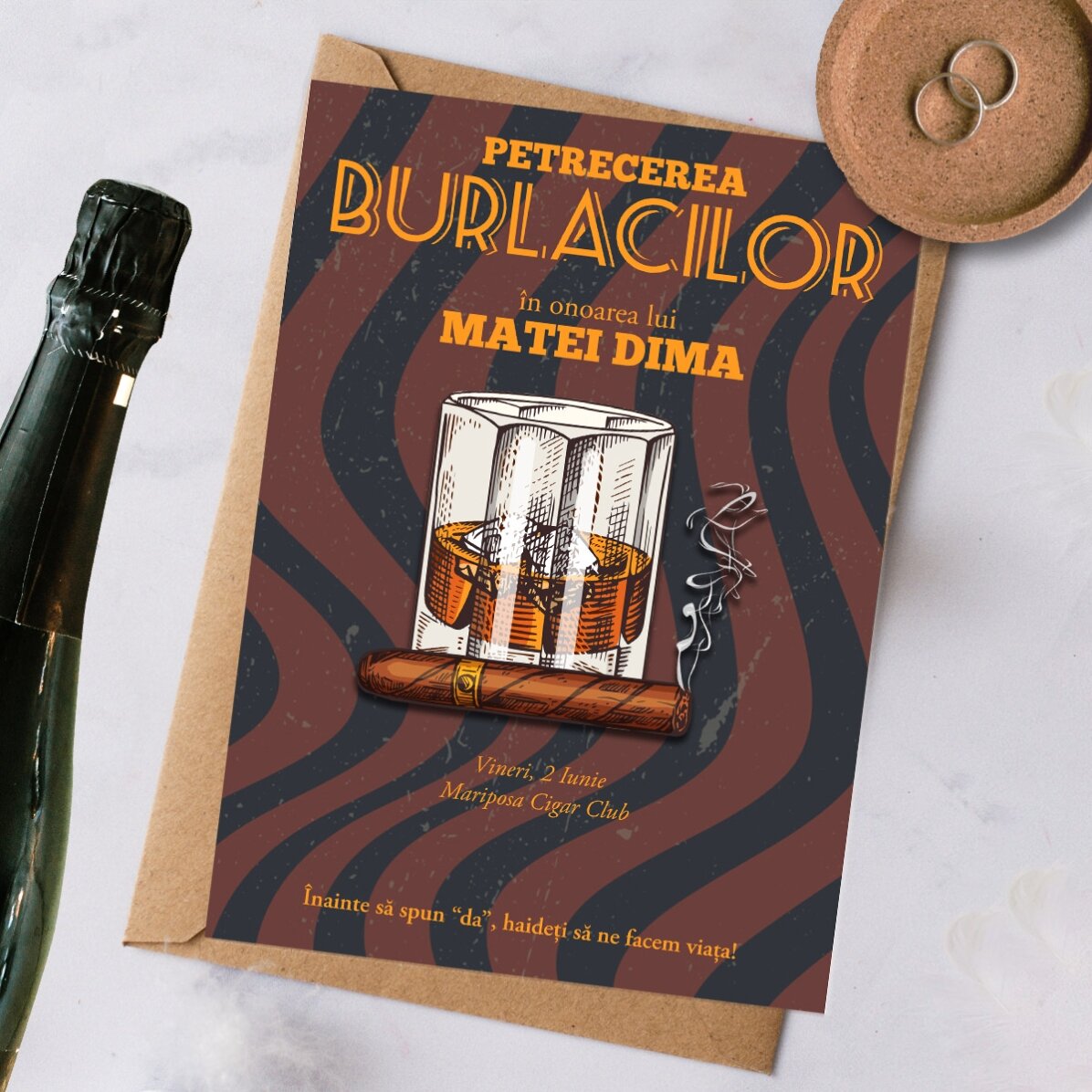 Tarjeta personalizada con texto - Despedida de soltero