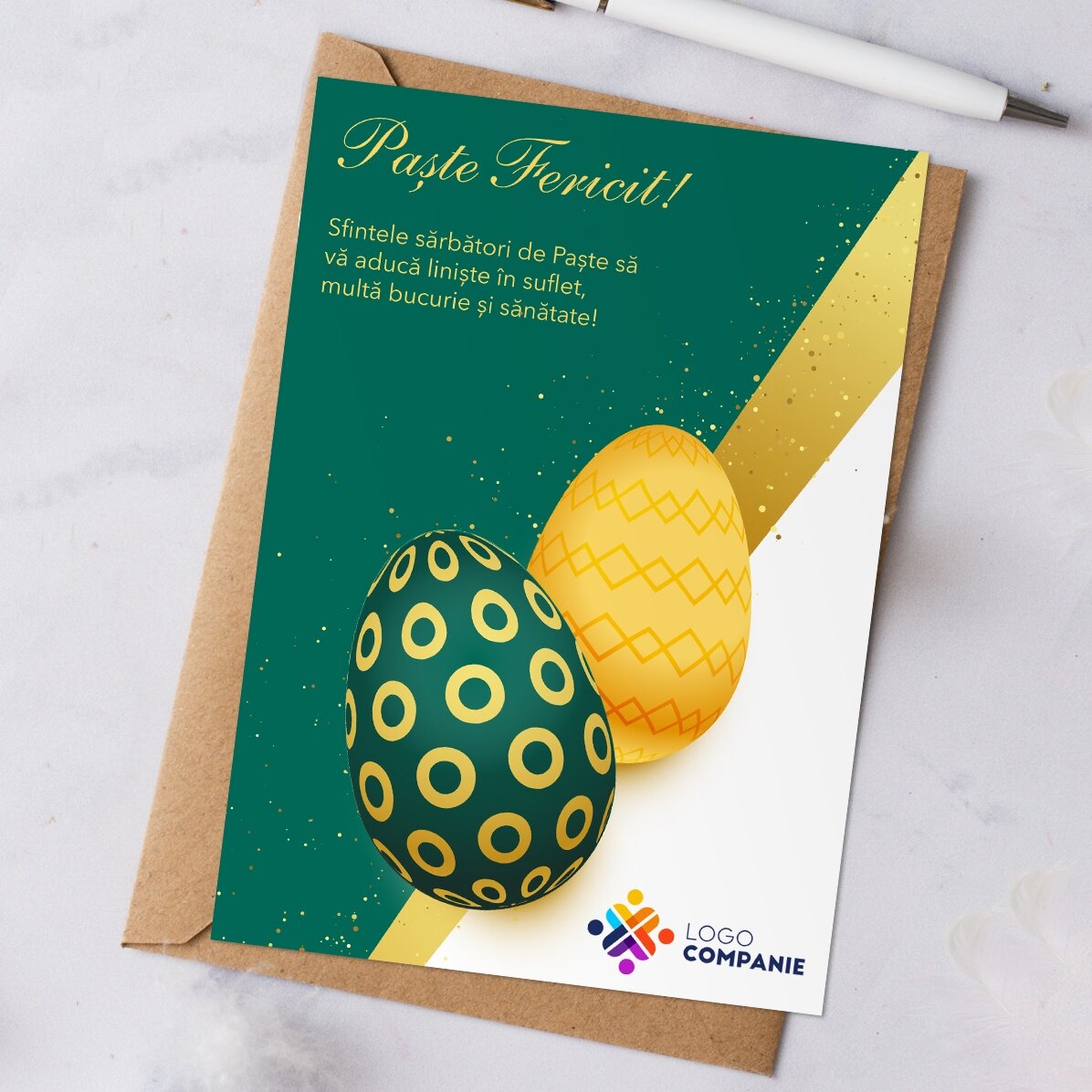 Tarjeta personalizada con texto y logotipo - Pascua