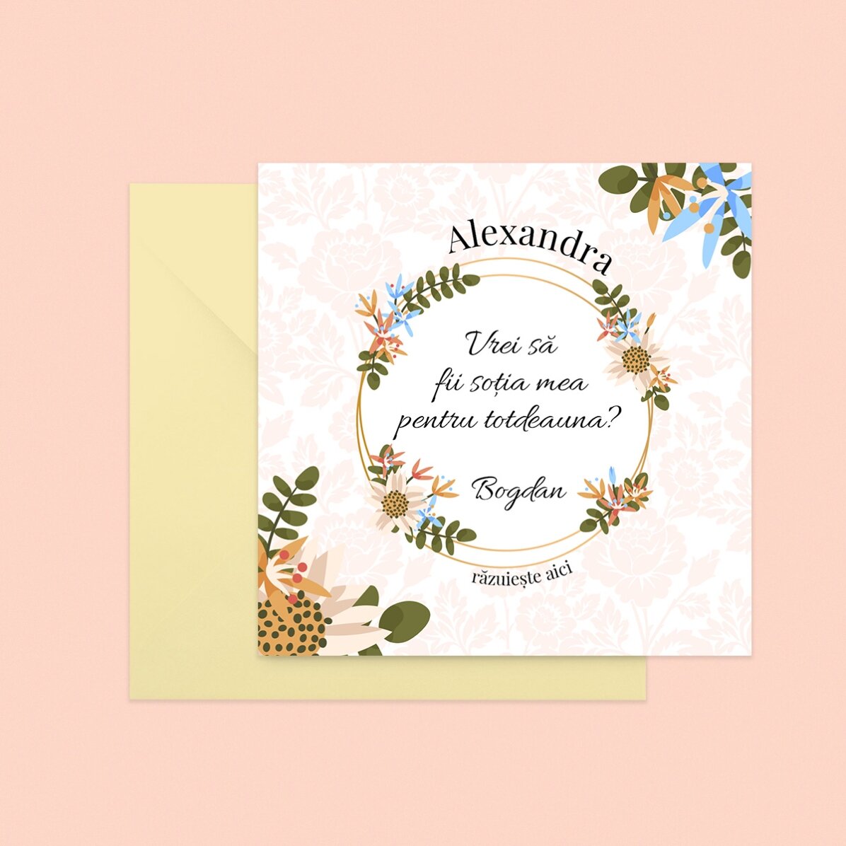 Tarjeta rasca y gana personalizada con mensaje - Flower proposal
