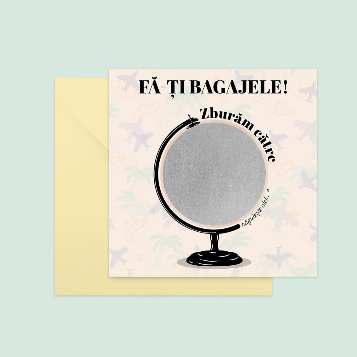 Tarjeta rasca y gana personalizada con mensaje - Globo terráqueo