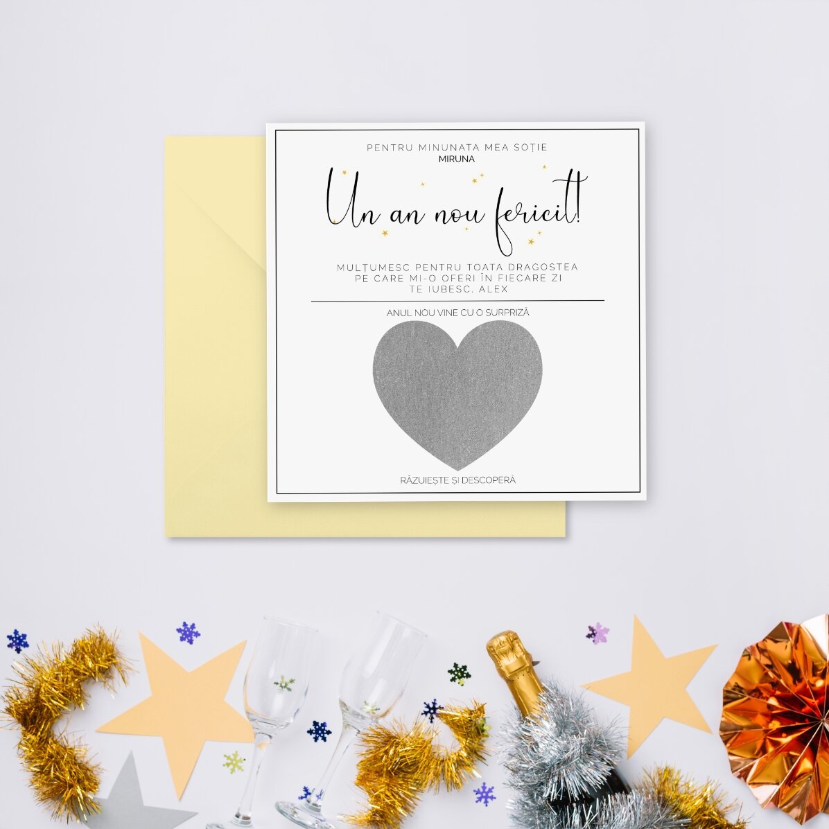 Tarjeta rasca y gana personalizada con mensaje - Elegante diseño navideño