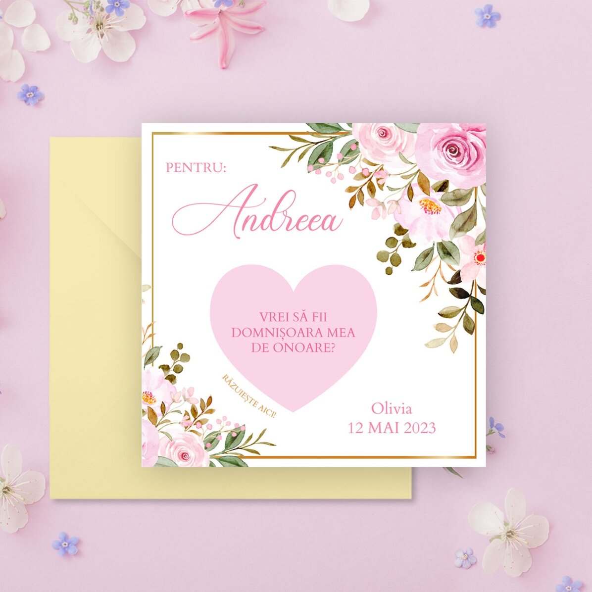 Tarjeta rasca y gana personalizada con mensaje - diseño floral