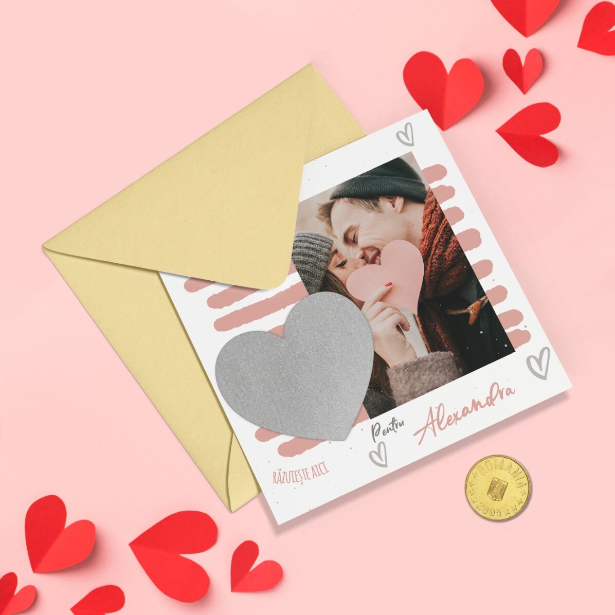 Tarjeta rasca y gana personalizada con mensaje y foto - Love