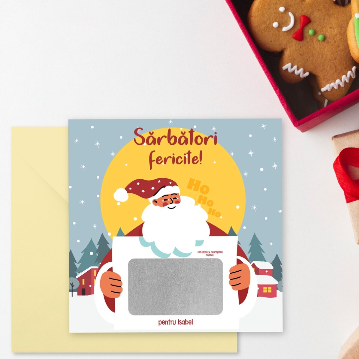 Tarjeta rasca y gana personalizada con mensaje: «Noticias de Papá Noel»