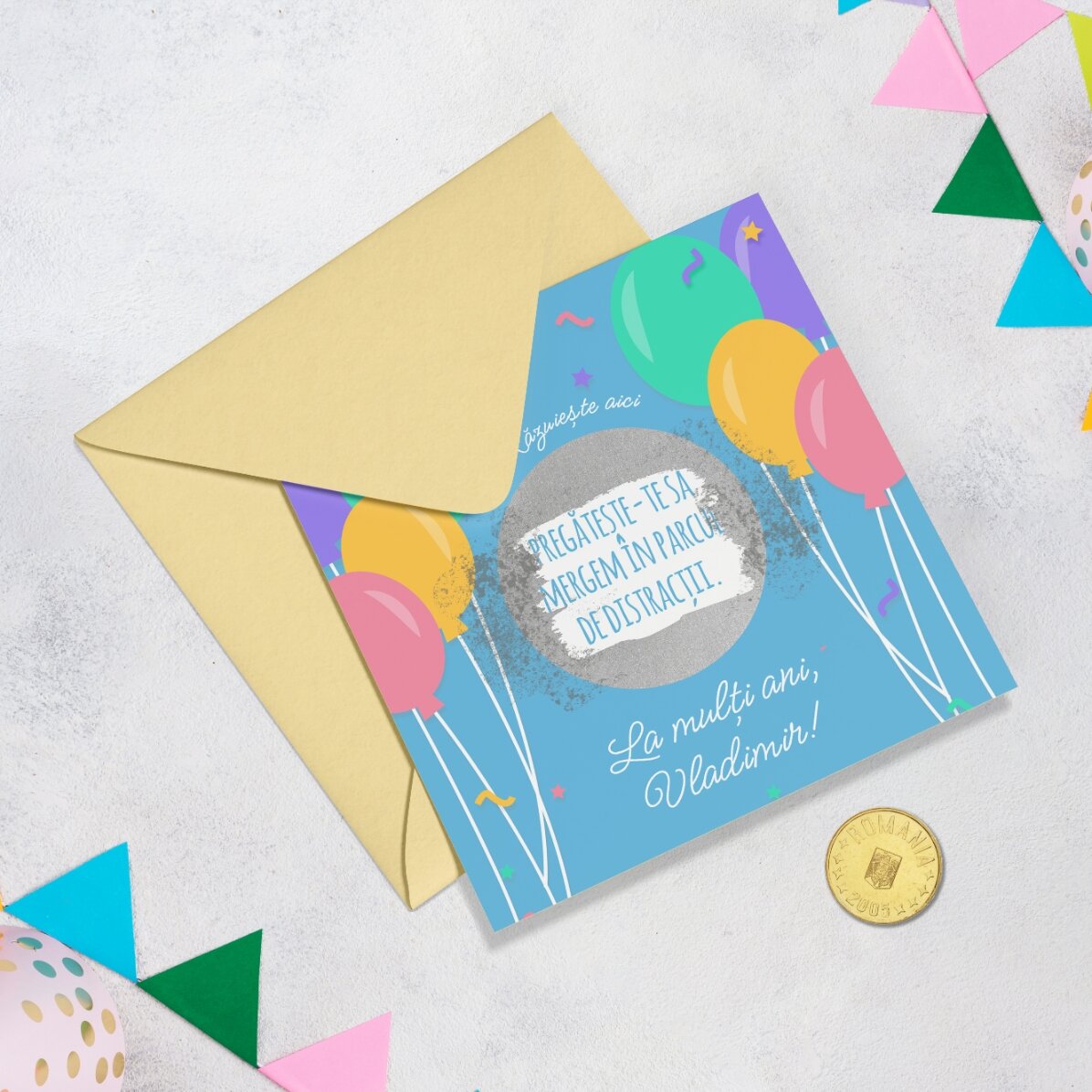 Tarjeta rasca y gana personalizada con mensaje - Cumpleaños
