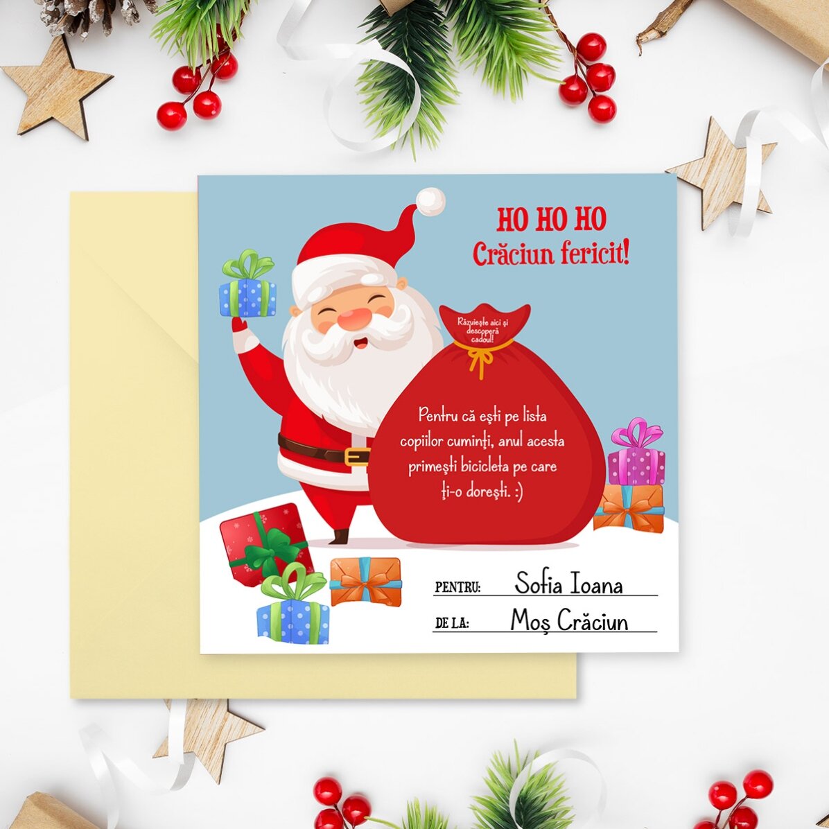 Tarjeta rasca y gana personalizada con texto - Regalo de Navidad