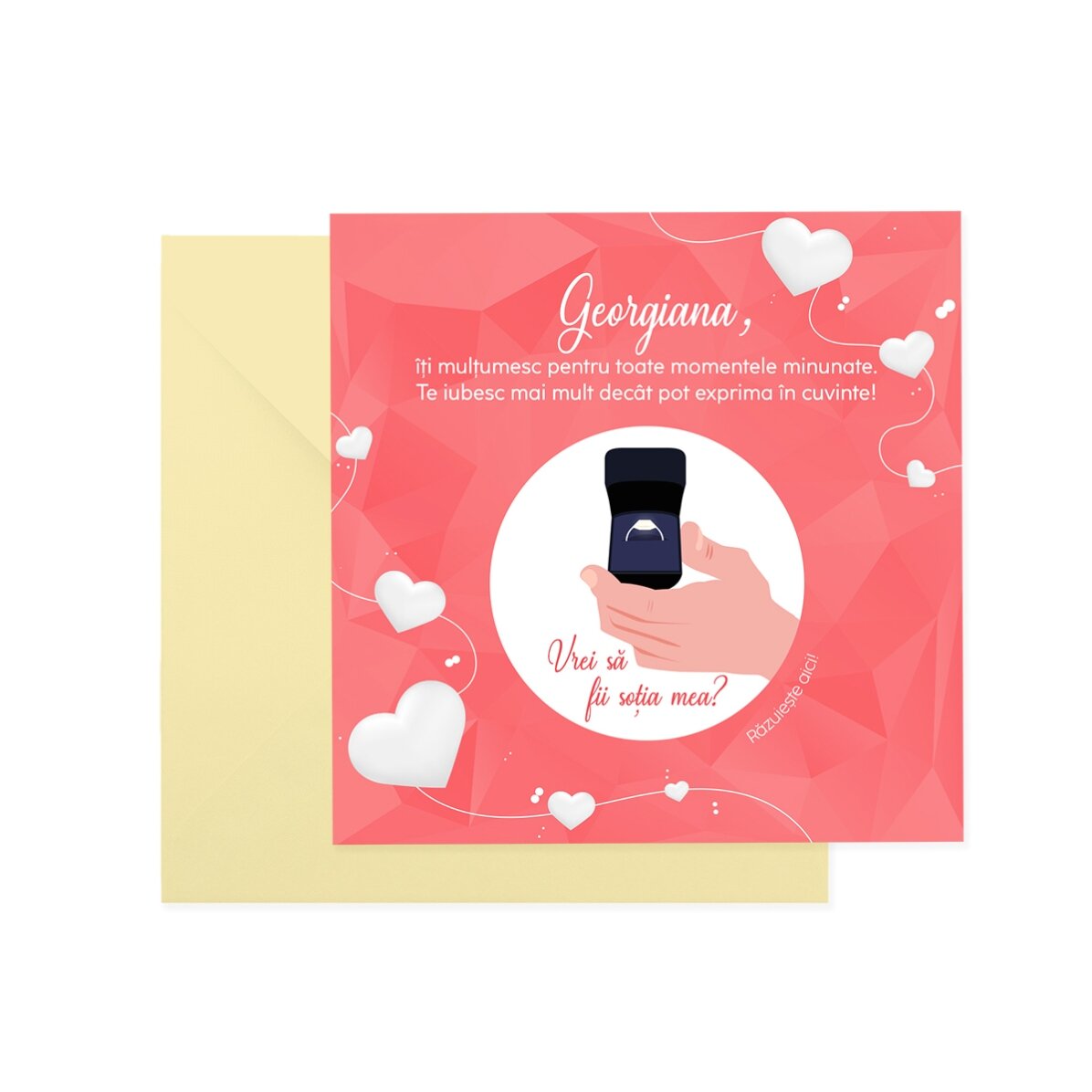 Tarjeta rasca y gana personalizada con texto: «Petición de matrimonio»