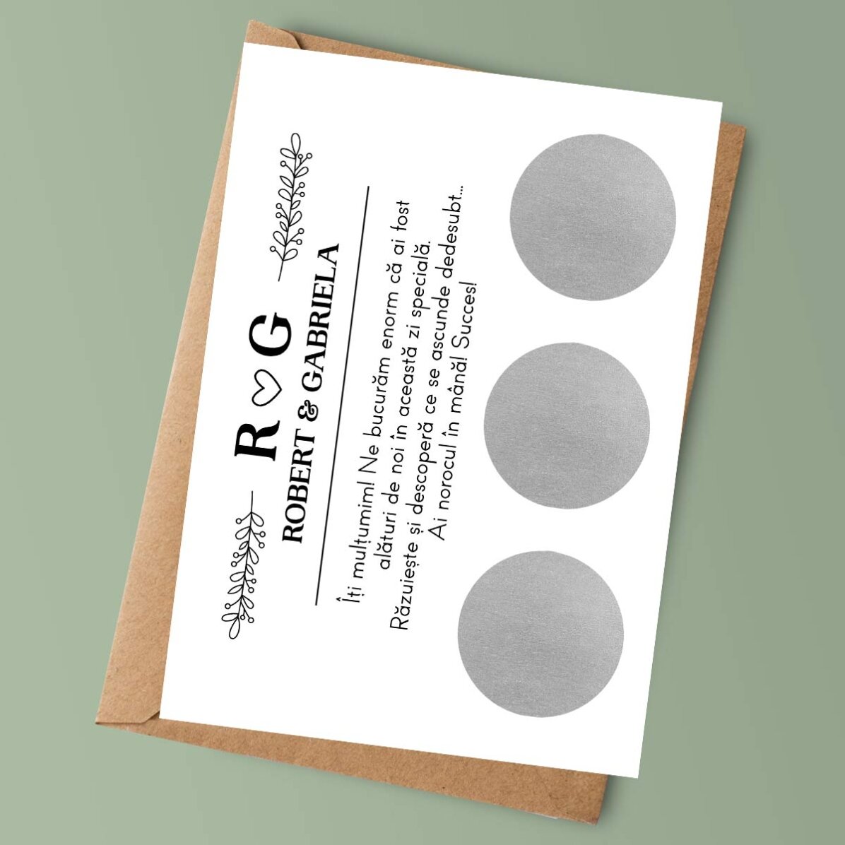 Tarjeta rasca y gana personalizada con texto - Boda