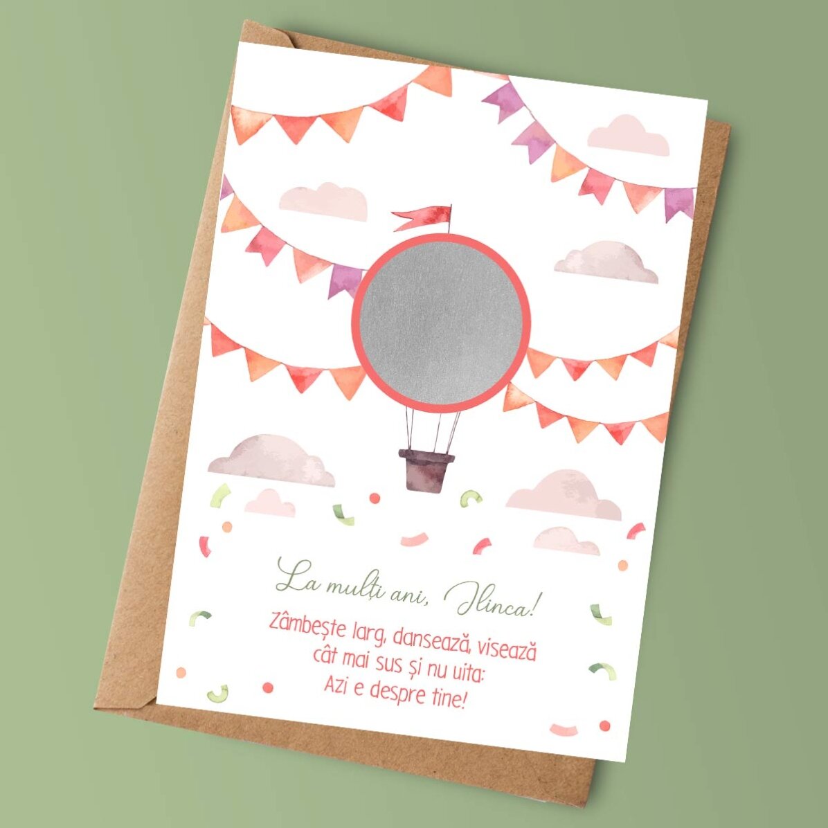 Tarjeta rasca y gana personalizada con texto para niños - Cumpleaños