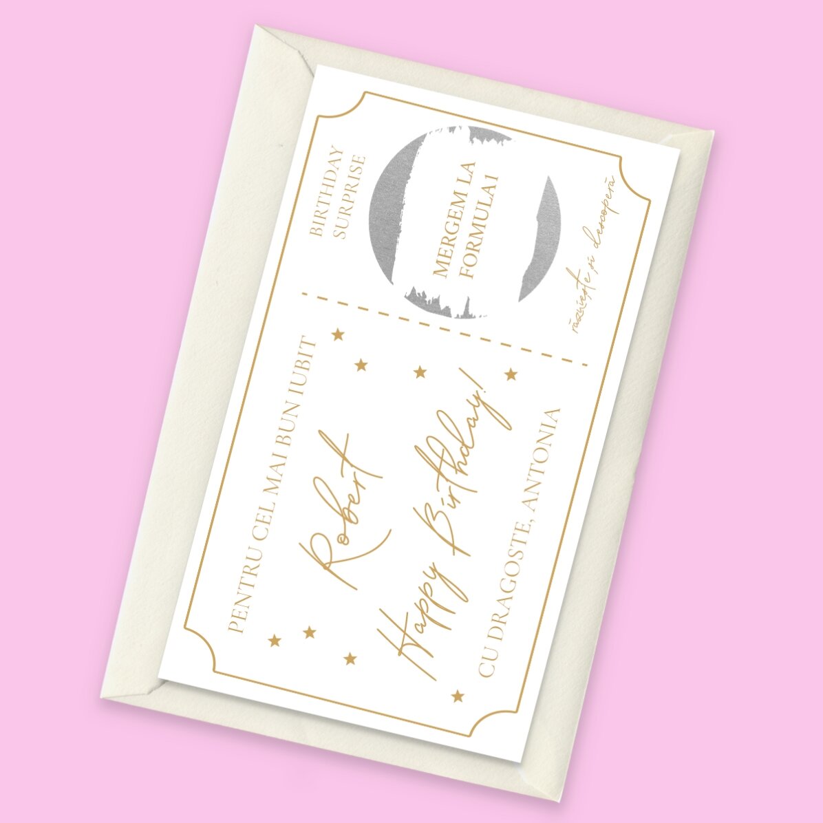 Tarjeta rasca y gana personalizada con texto - Ticket