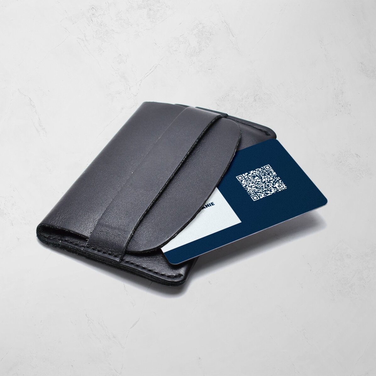 Tarjeta de visita de aluminio personalizada a doble cara con código QR y una fotografía