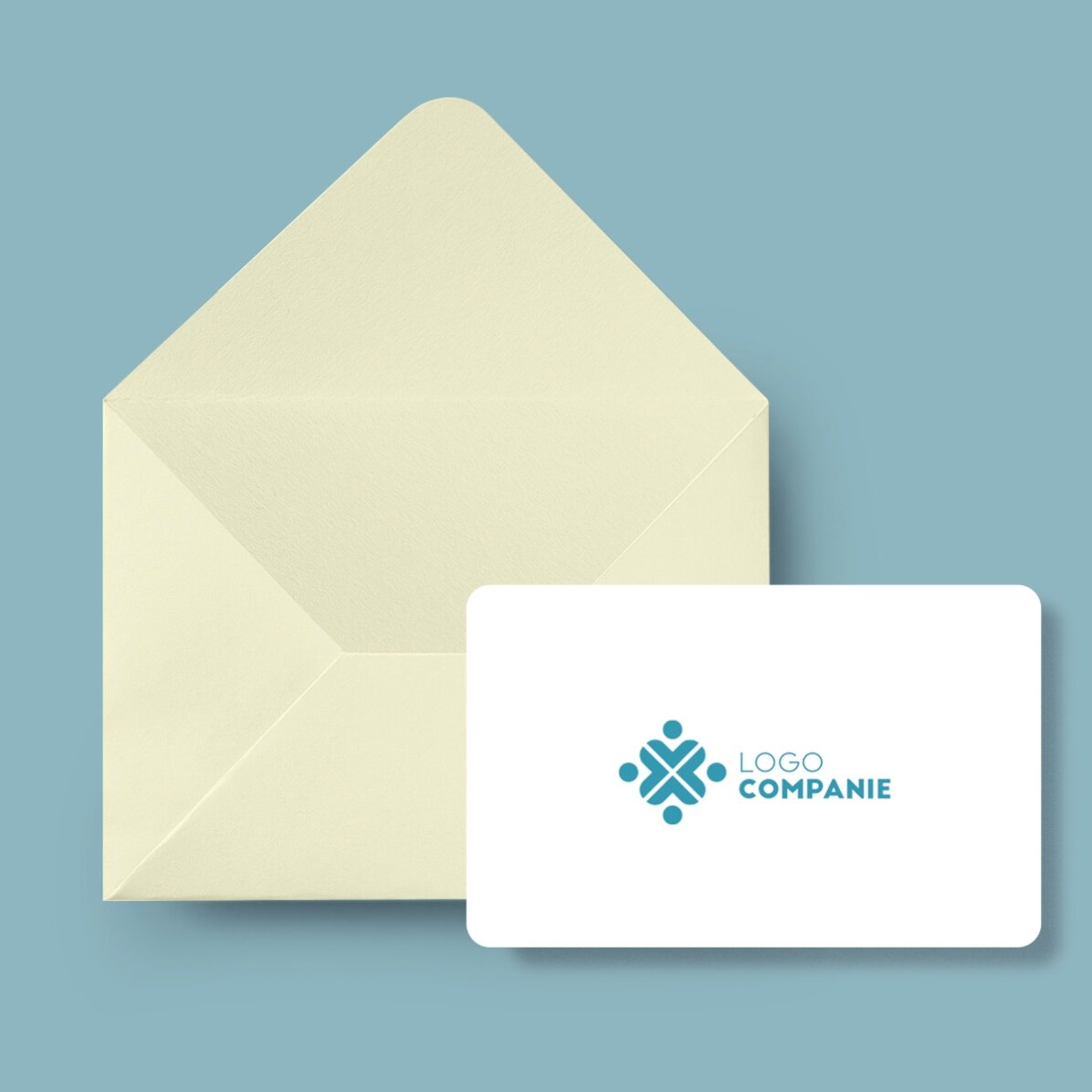 Customised double-sided aluminium business card with QR code and logo - Contact details