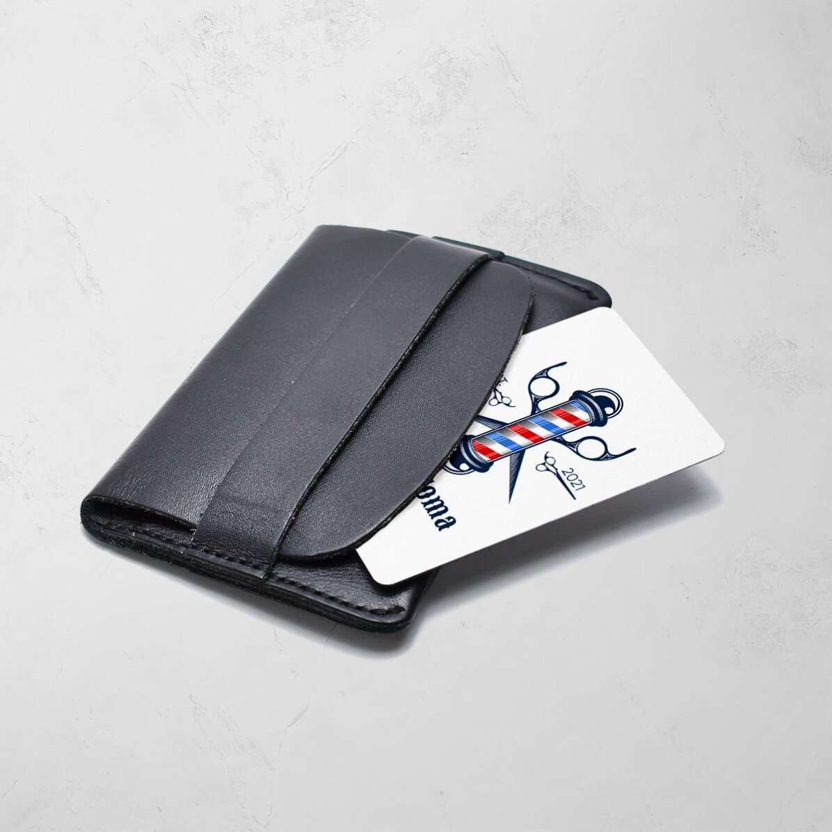 Tarjeta de visita de aluminio personalizada a doble cara con texto - Barber Shop