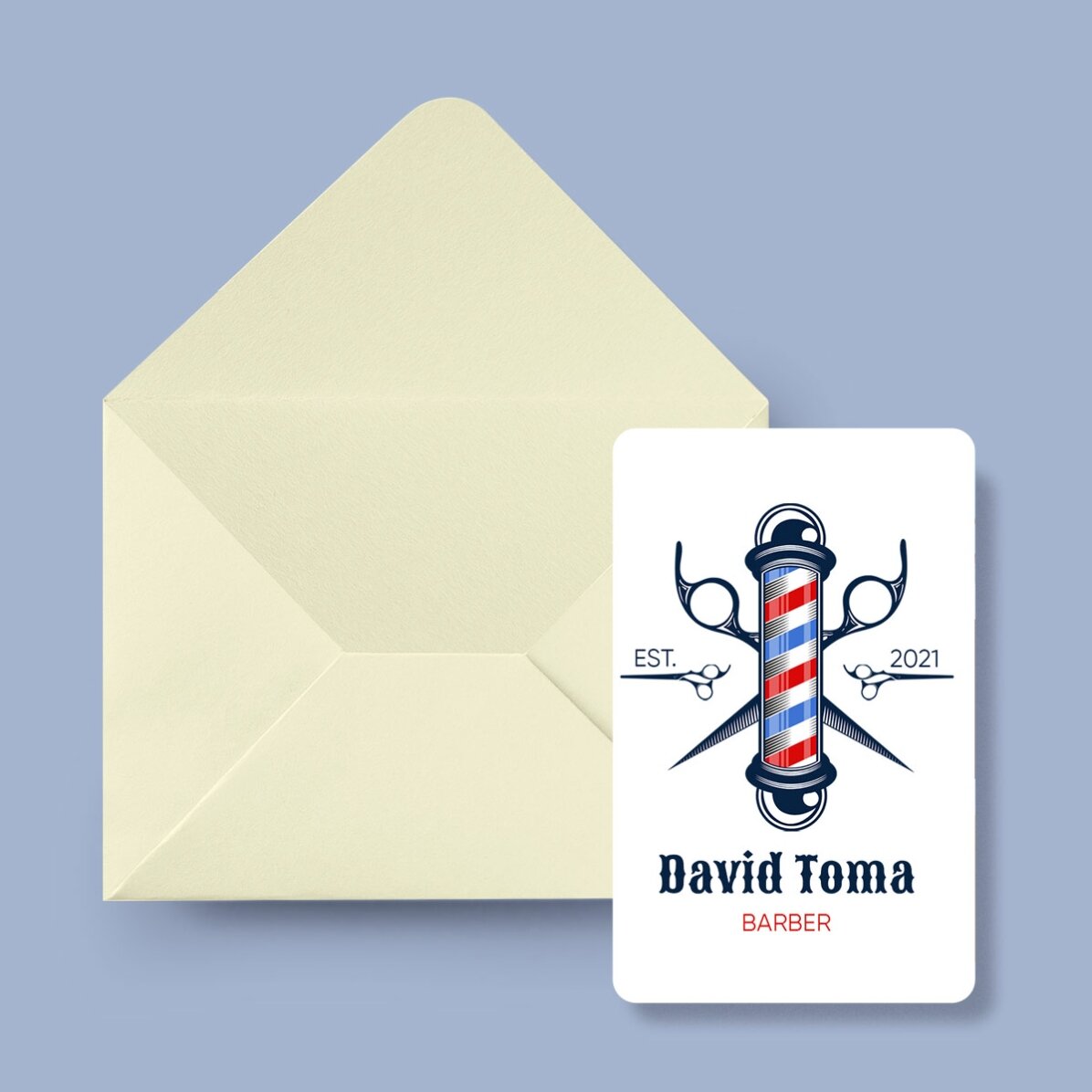 Tarjeta de visita de aluminio personalizada a doble cara con texto - Barber Shop