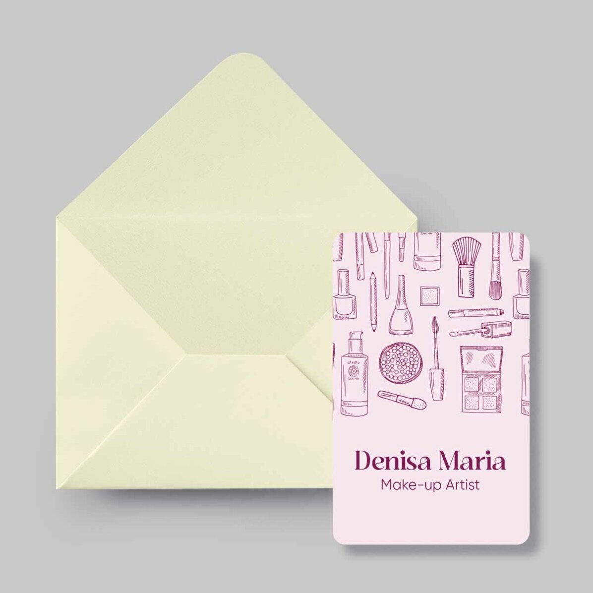 Tarjeta de visita de aluminio personalizada a doble cara con texto - Artista de maquillaje
