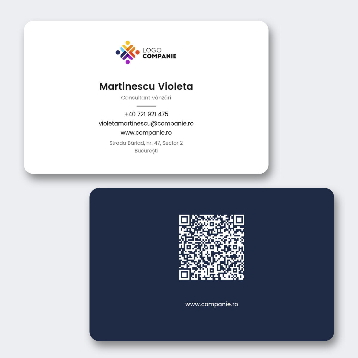 Tarjeta de visita de aluminio personalizada, diseño minimalista, logotipo y código QR