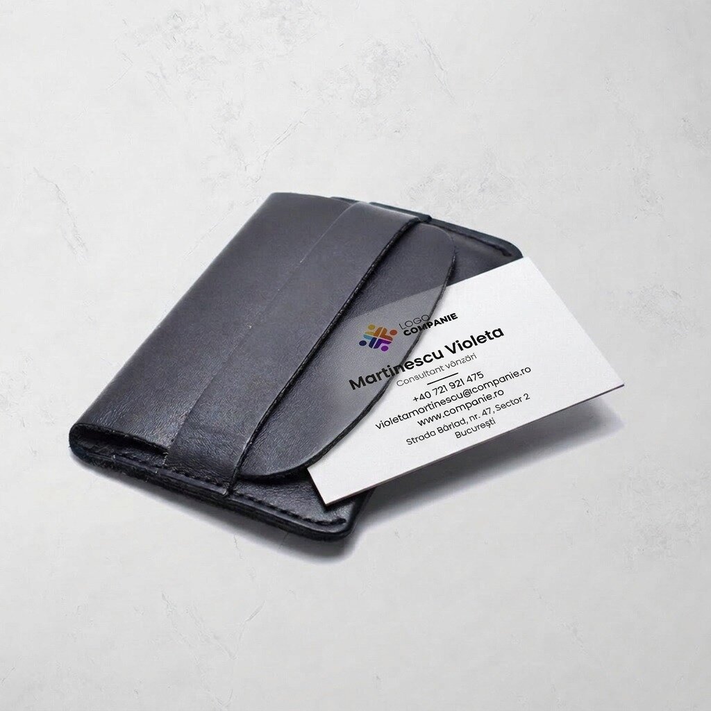 Tarjetas de visita personalizadas en papel, diseño minimalista, logotipo y código QR