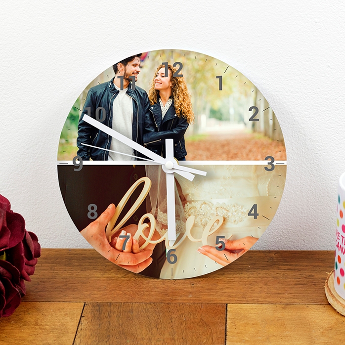 Reloj personalizado con 2 fotos y números