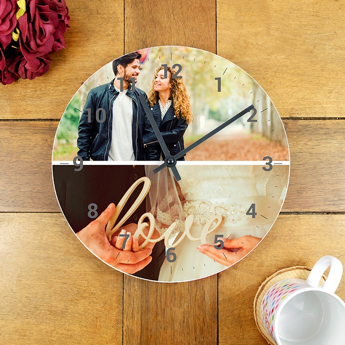 Reloj personalizado con 2 fotos y números