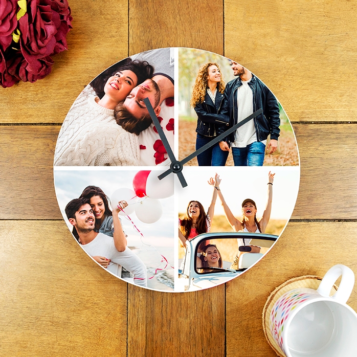 Reloj personalizado con 4 fotos