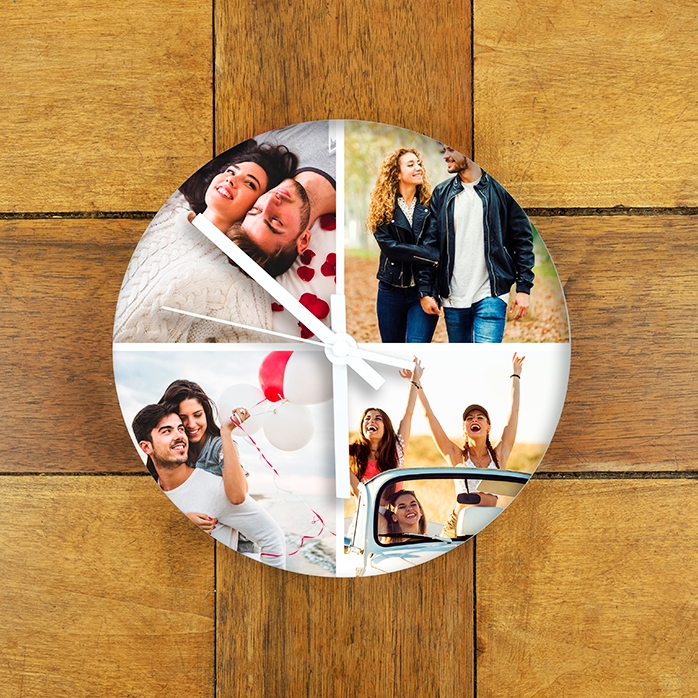 Reloj personalizado con 4 fotos
