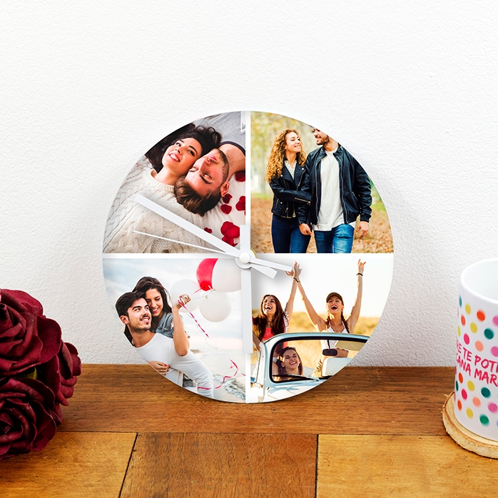 Reloj personalizado con 4 fotos
