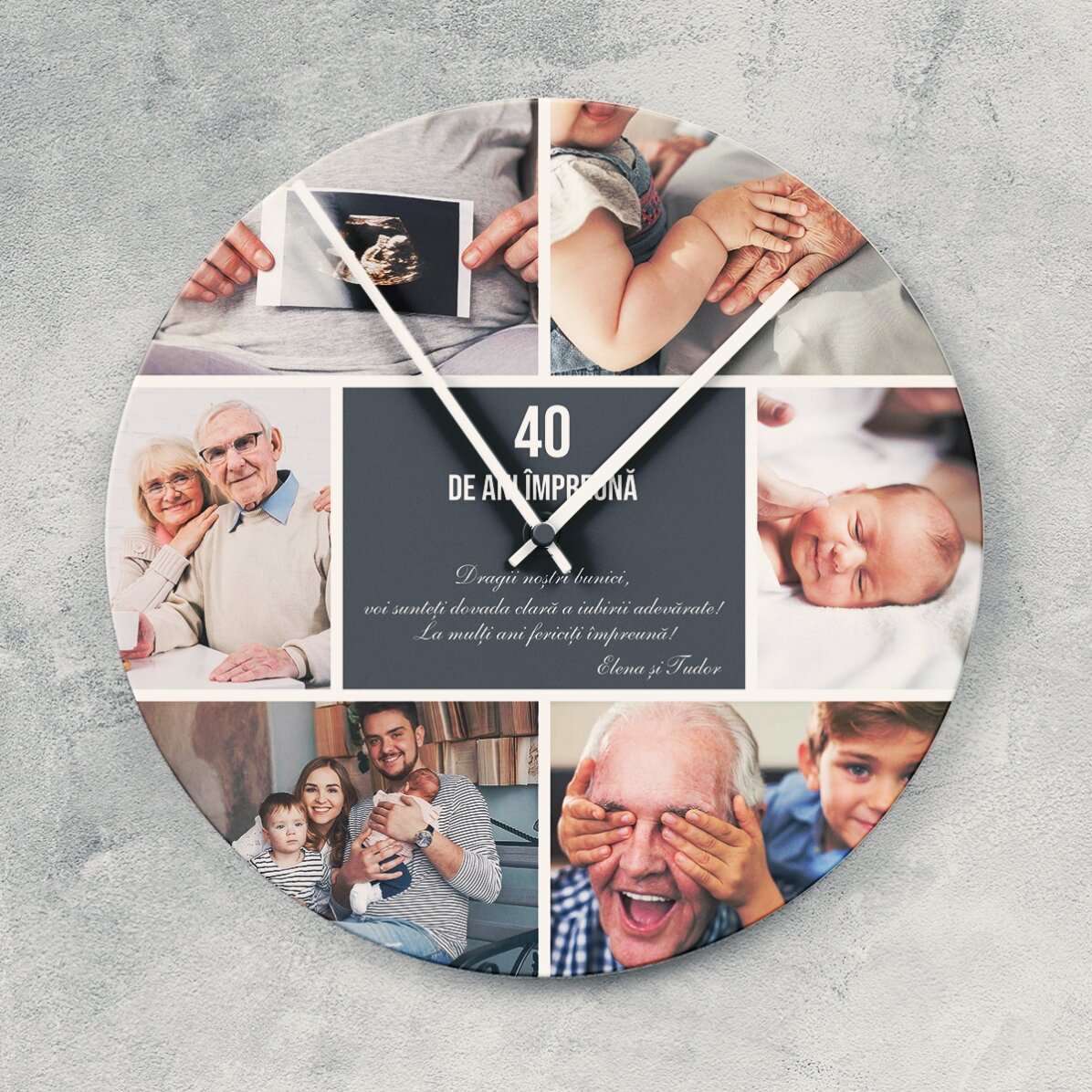 Reloj personalizado con 6 fotos y un mensaje - Momentos