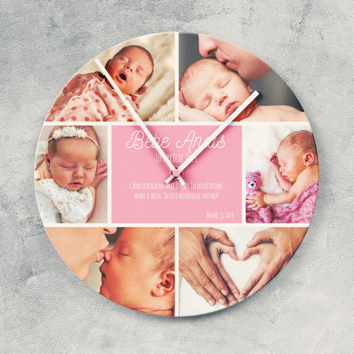Reloj personalizado con 6 fotos y un mensaje - Momentos