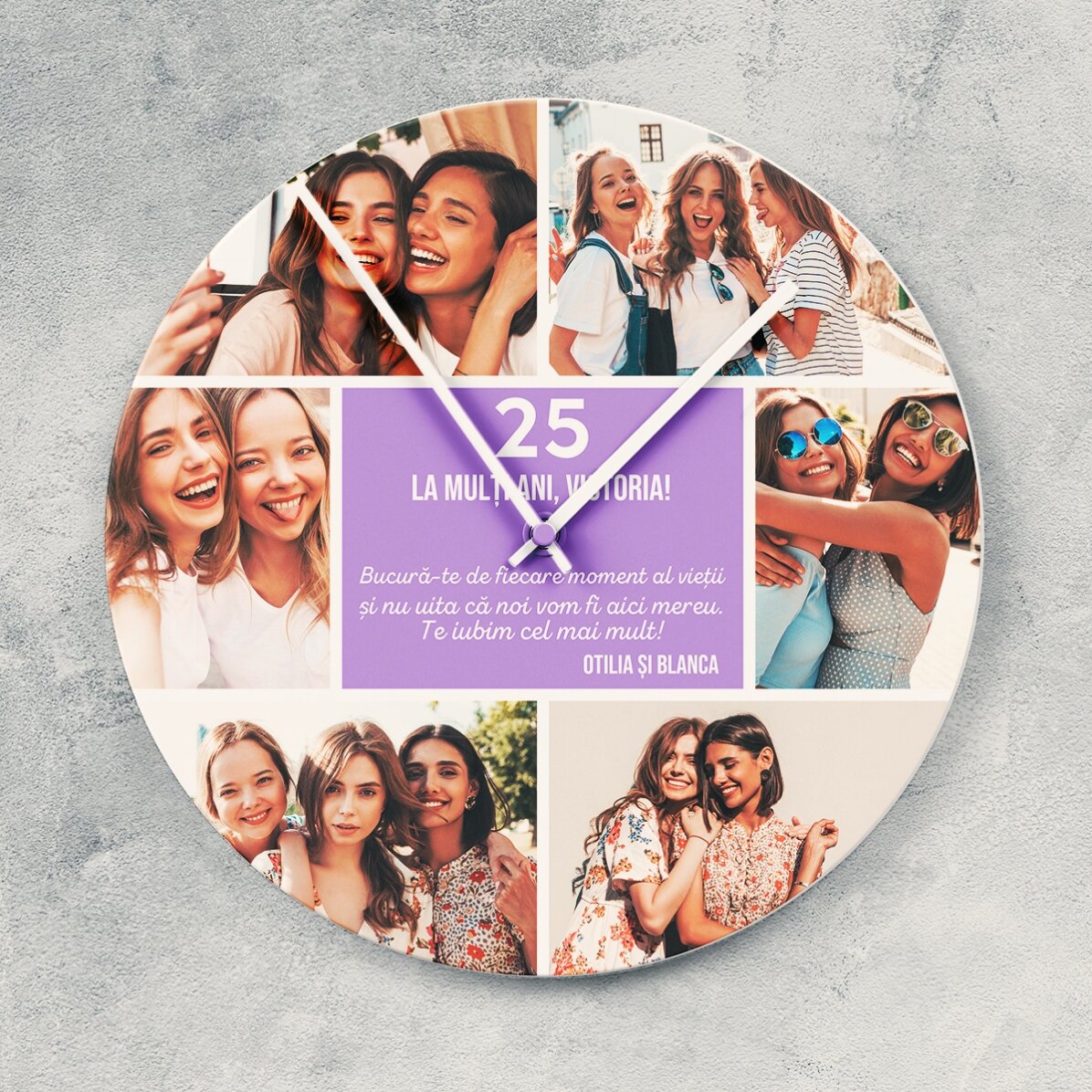 Reloj personalizado con 6 fotos y un mensaje - Momentos