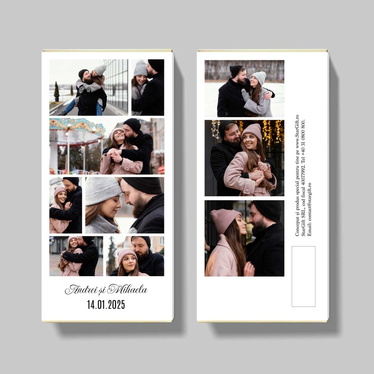 Personalised chocolate with 10 photos and message