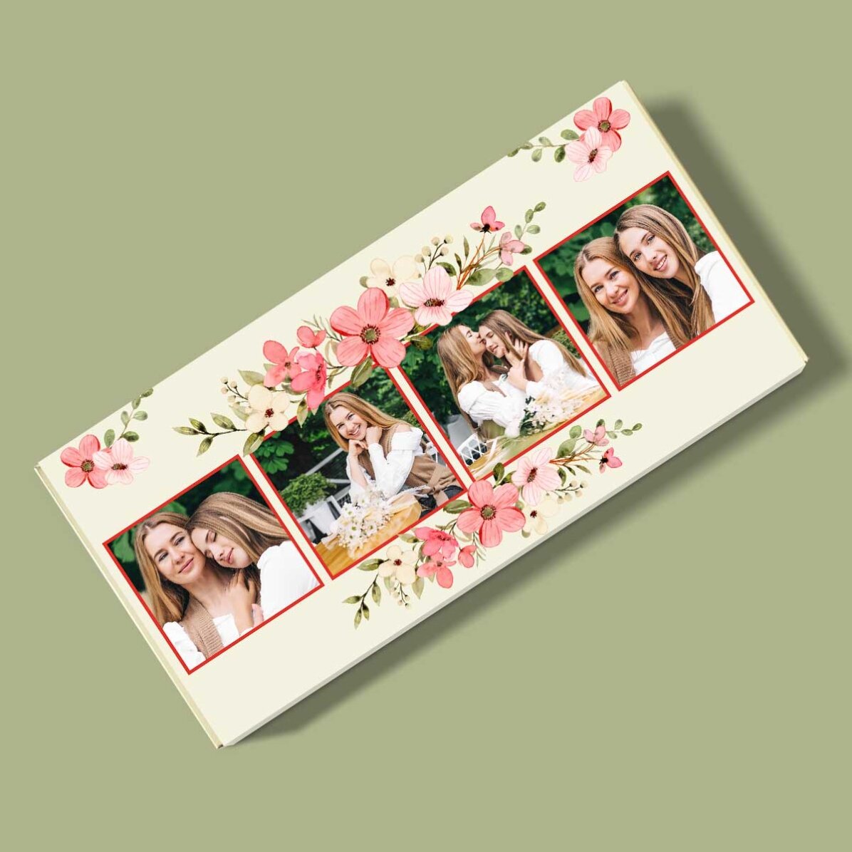 Chocolate personalizado con 4 fotos y un mensaje - Flowers