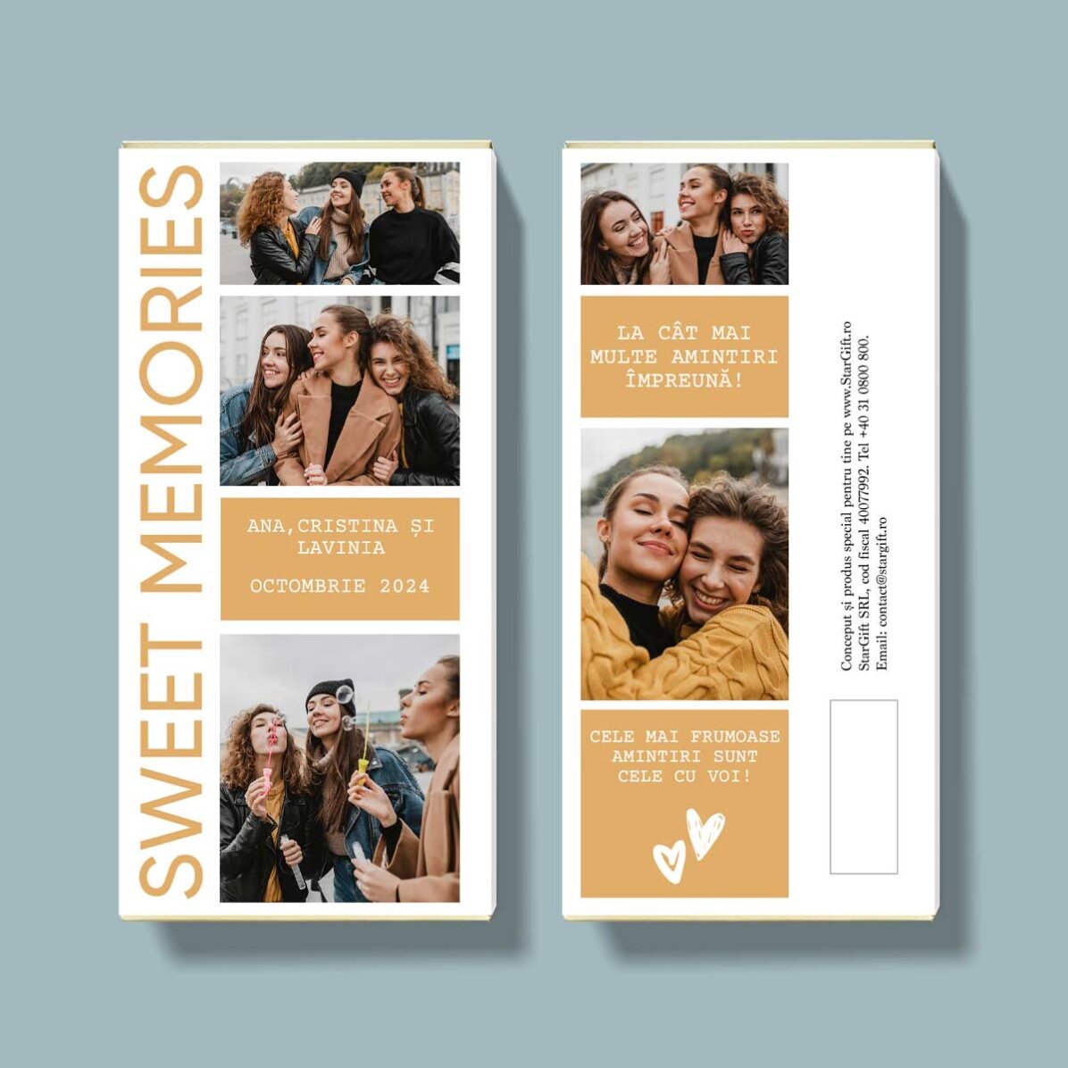 Chocolate personalizado con 5 fotos y un mensaje - Sweet Memories