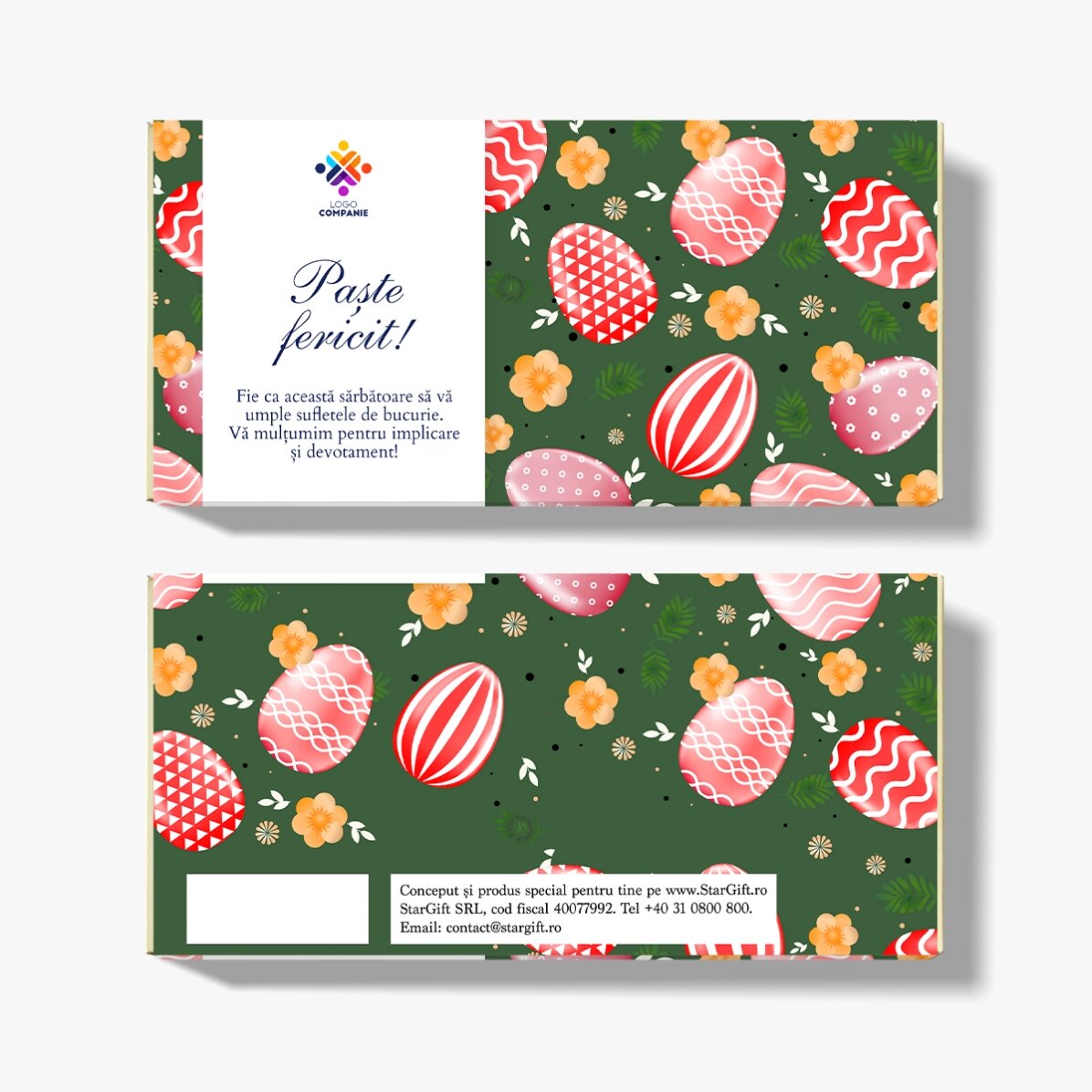 Chocolate personalizado con logotipo y mensaje - Huevos de Pascua
