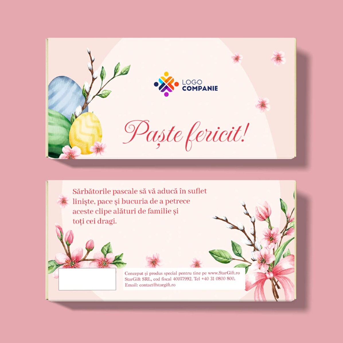 Chocolate personalizado con logotipo y mensaje - Pascua