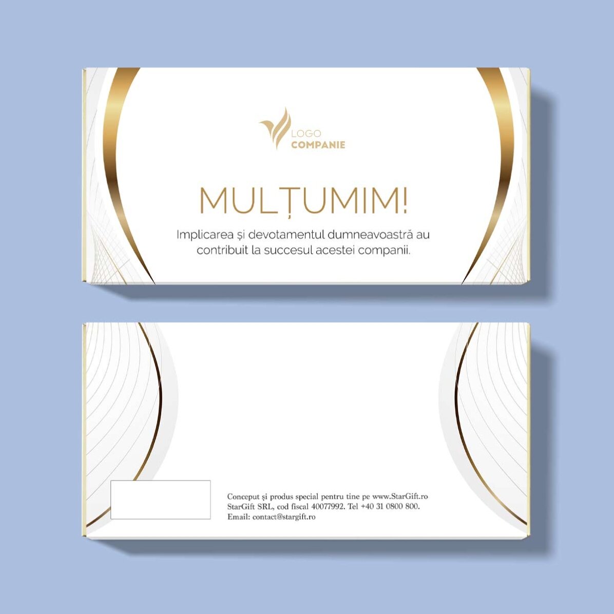 Chocolate personalizado con logotipo y texto - Felicitaciones (Blanco)