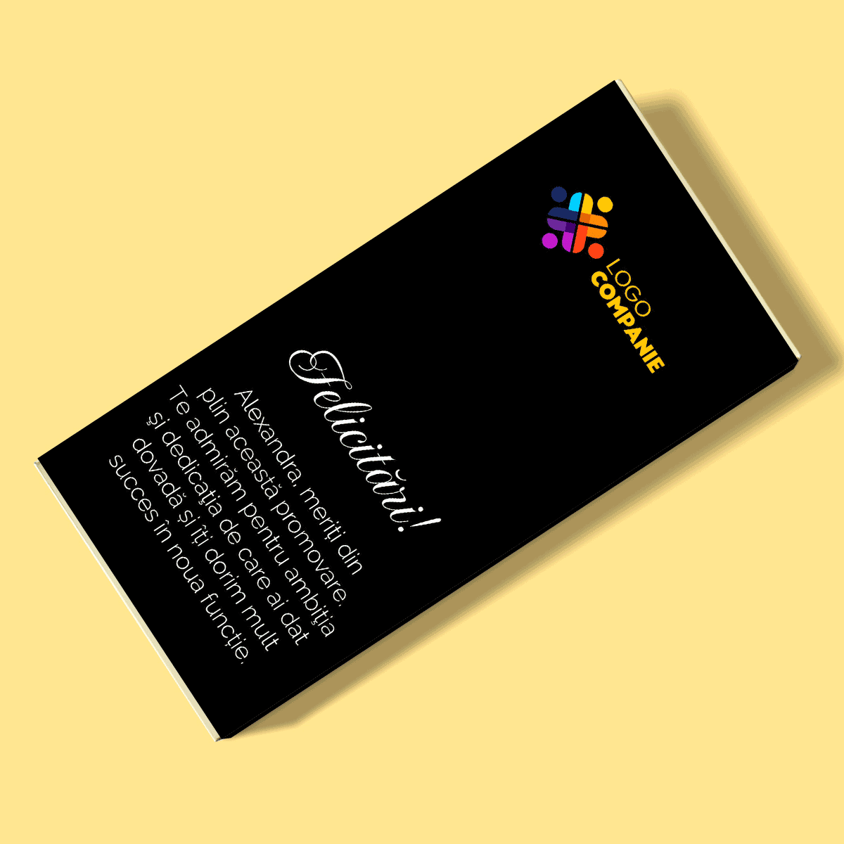 Chocolate personalizado con logotipo y texto - Promoción