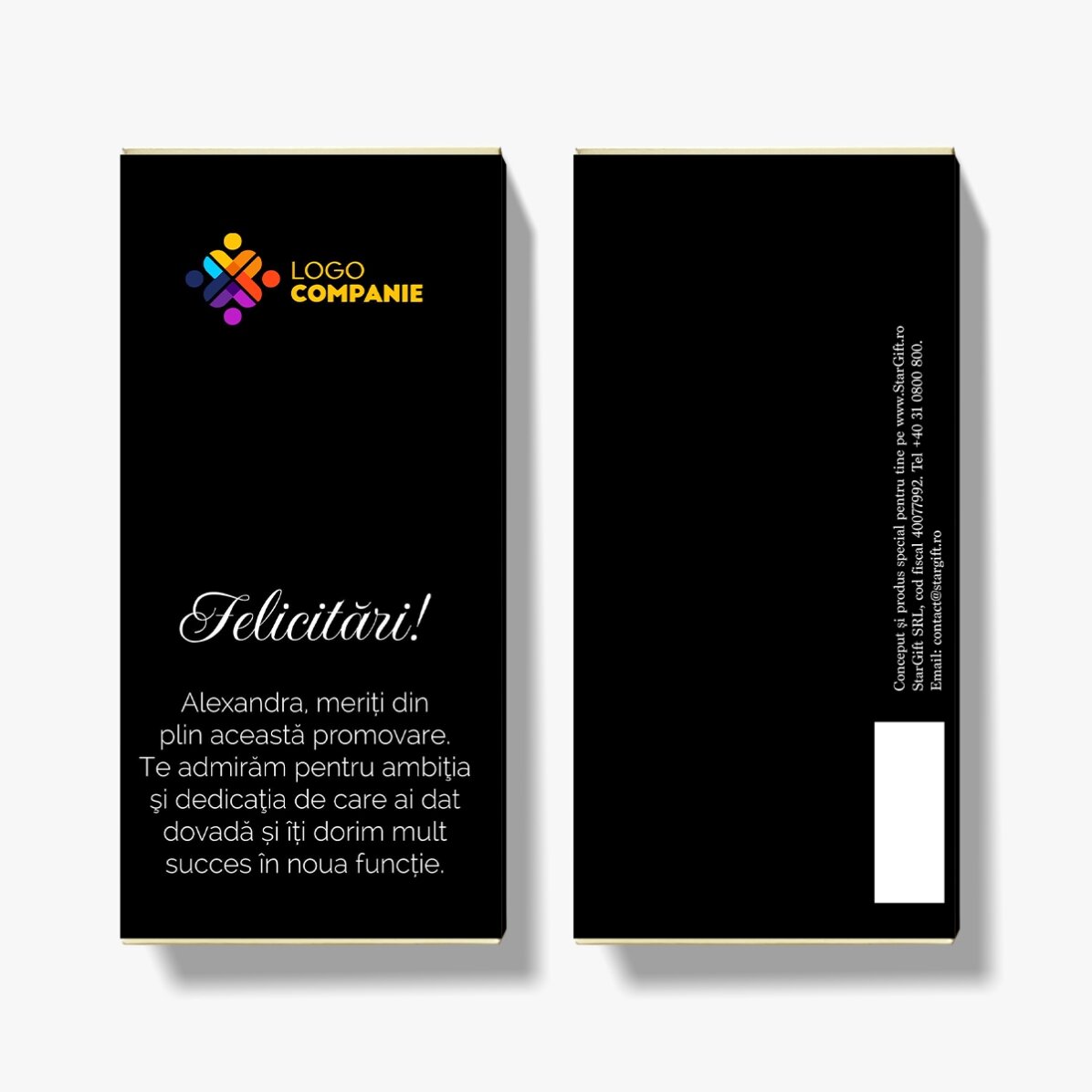 Chocolate personalizado con logotipo y texto - Promoción