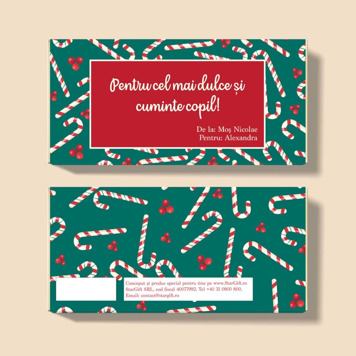 Chocolate personalizado con mensaje: de San Nicolás
