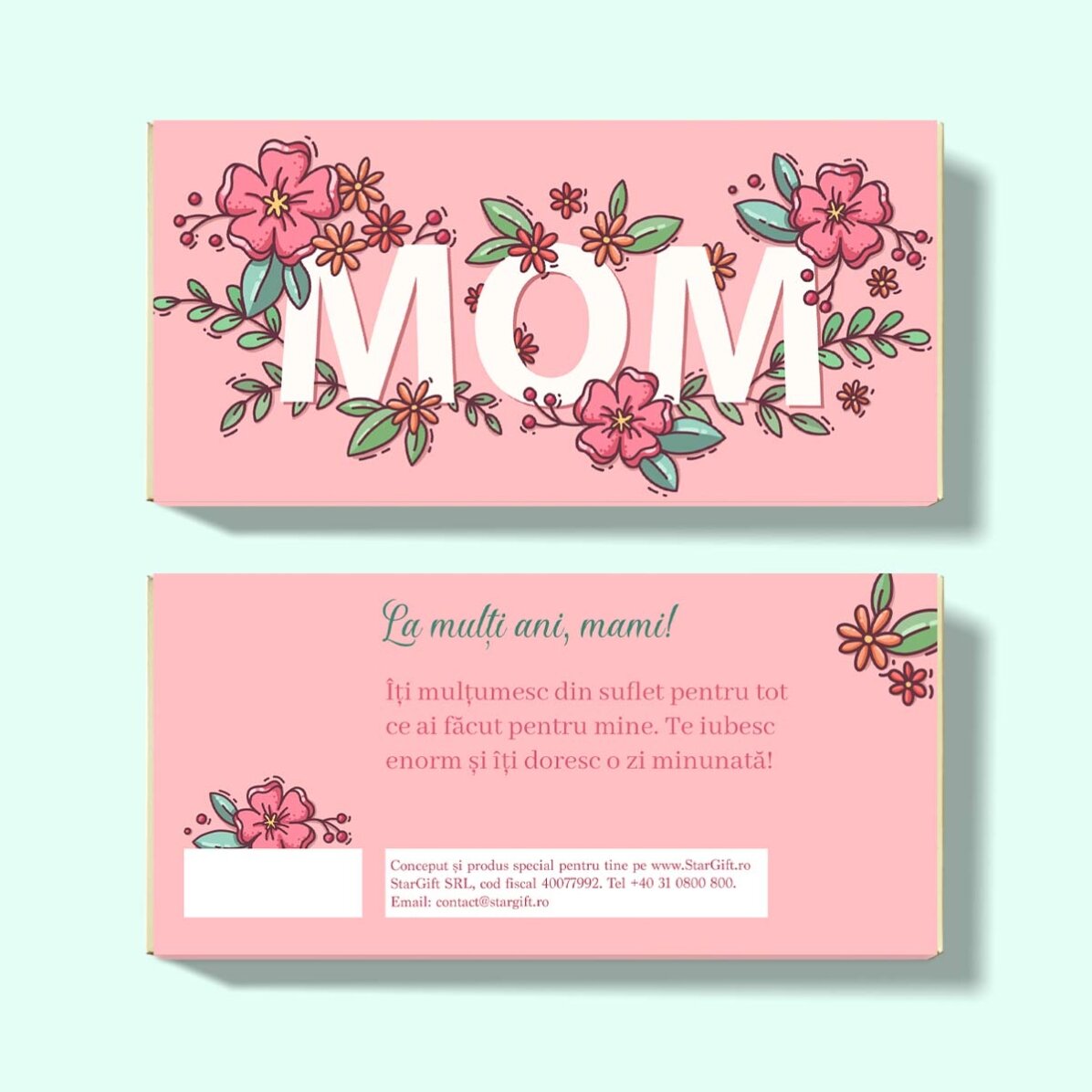 Chocolate personalizado con mensaje - Flores