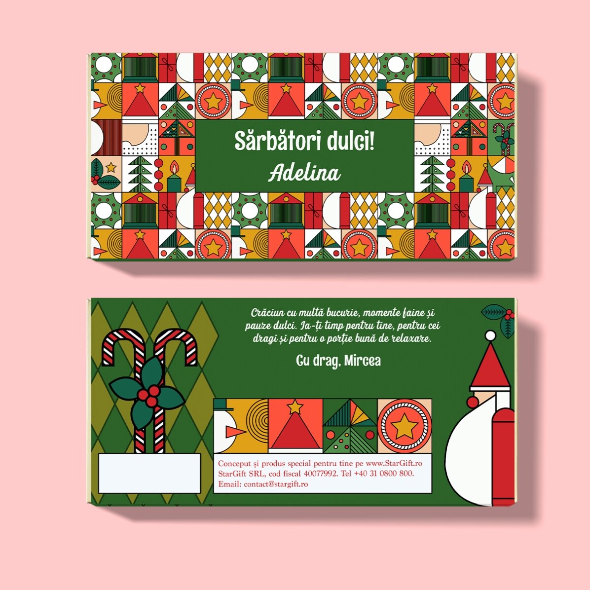 Chocolate personalizado con mensaje - Geometric Christmas
