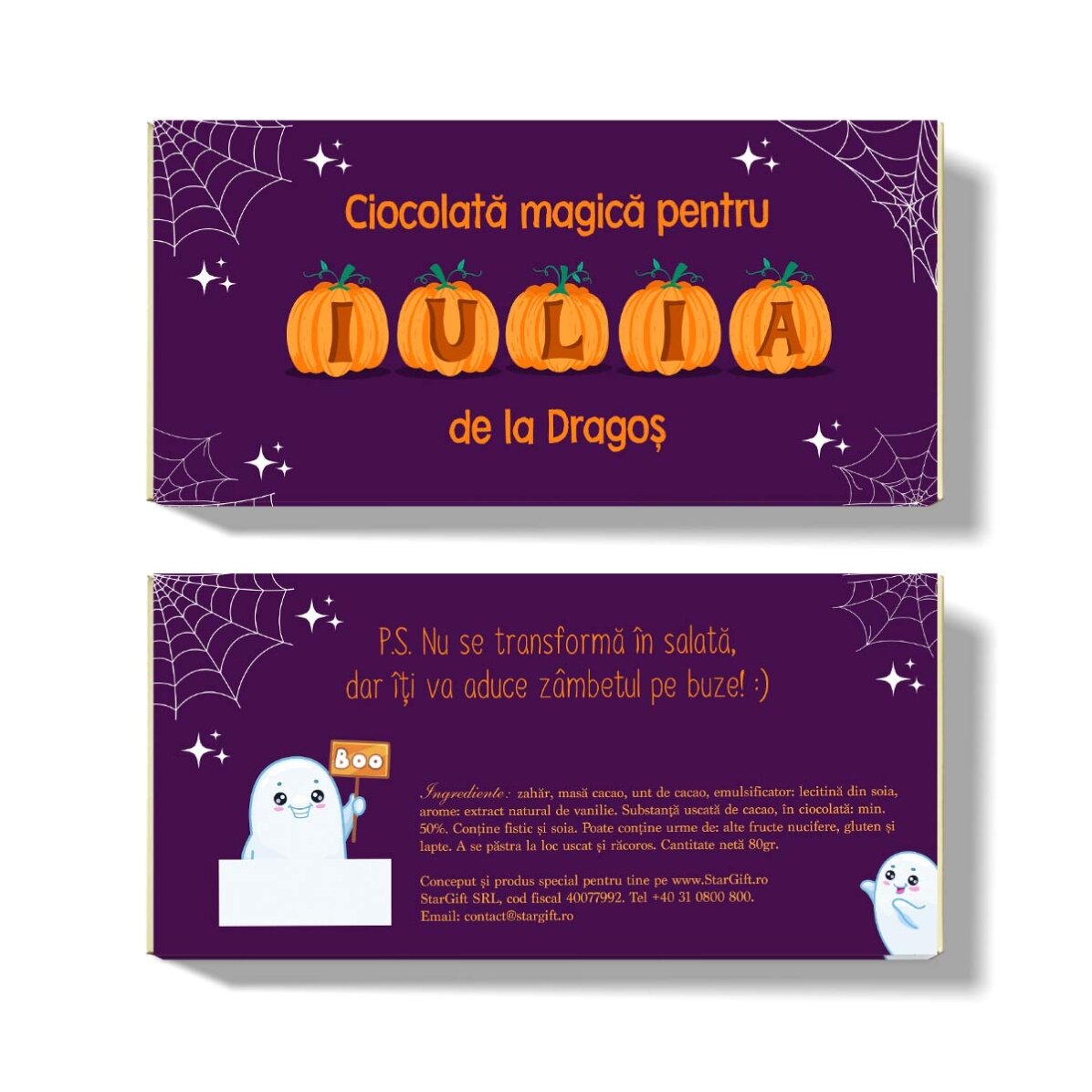 Chocolate personalizado con mensaje: «Halloween mágico»