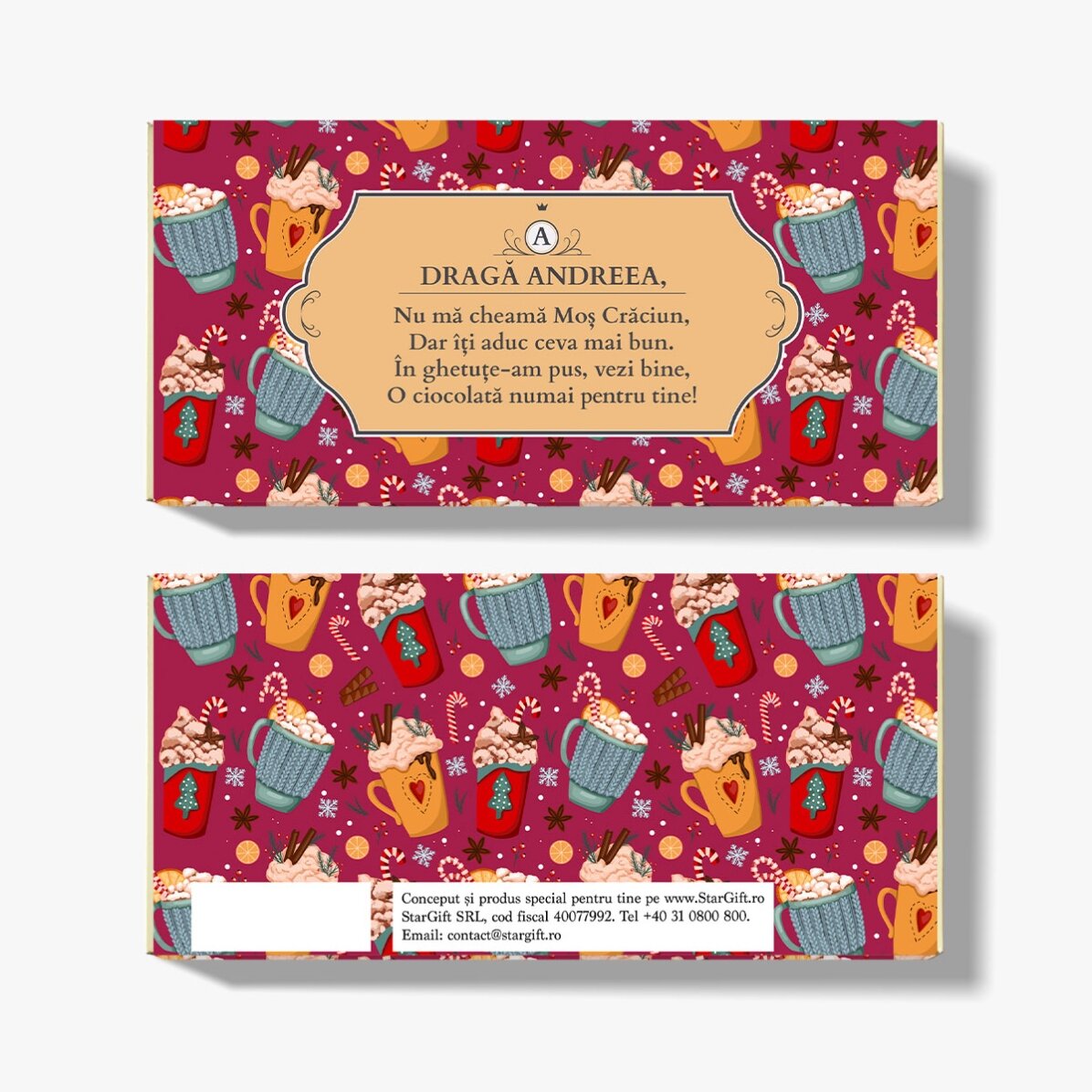 Chocolate personalizado con mensaje: «No me llamo Papá Noel»