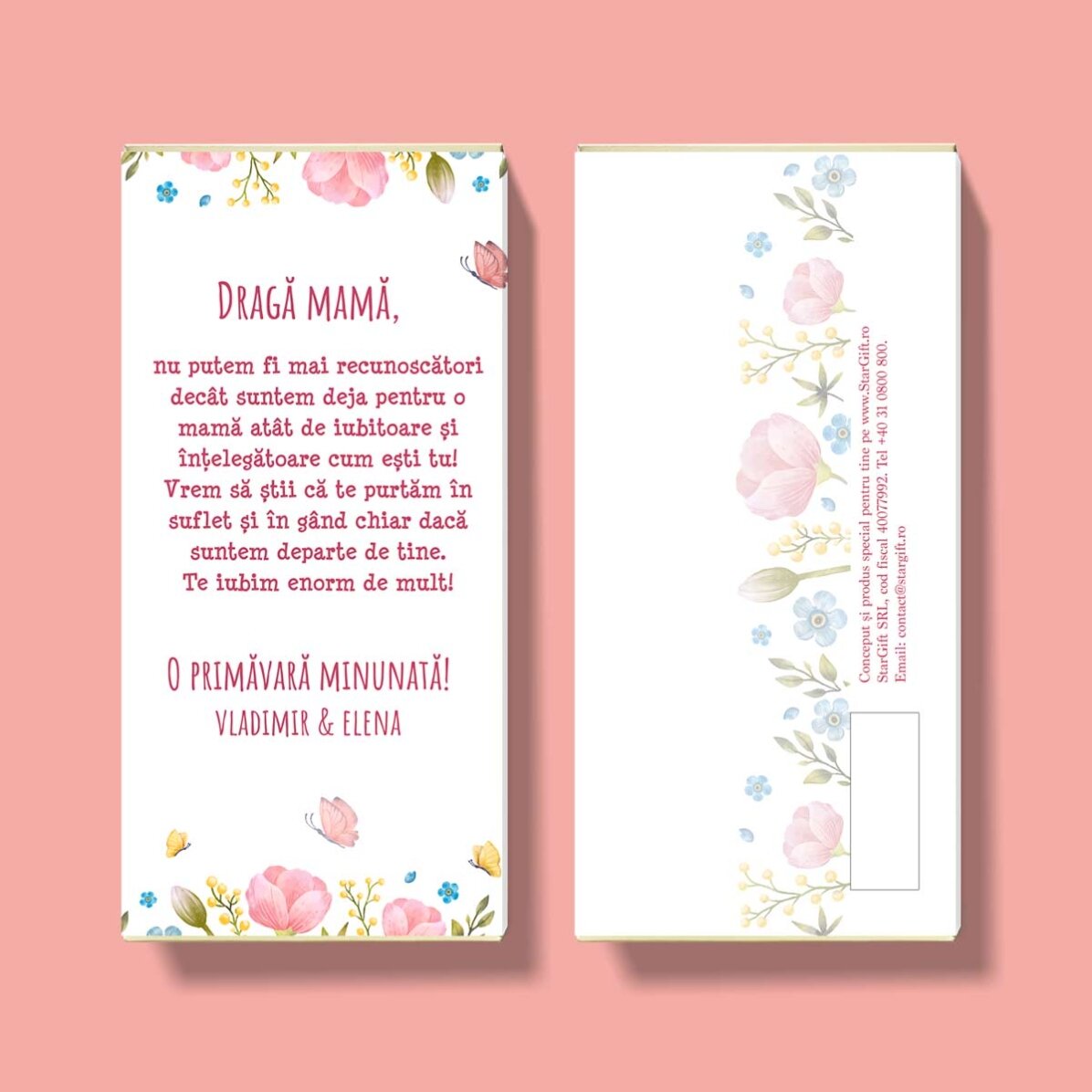 Chocolate personalizado con un mensaje para mamá