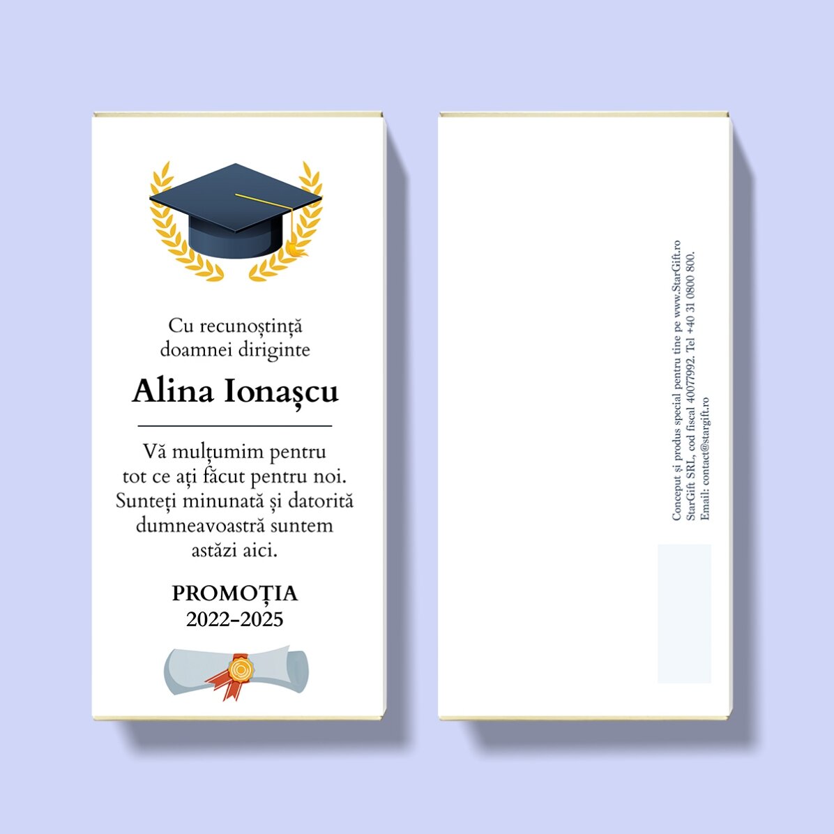 Chocolate personalizado con mensaje para profesores - Graduación